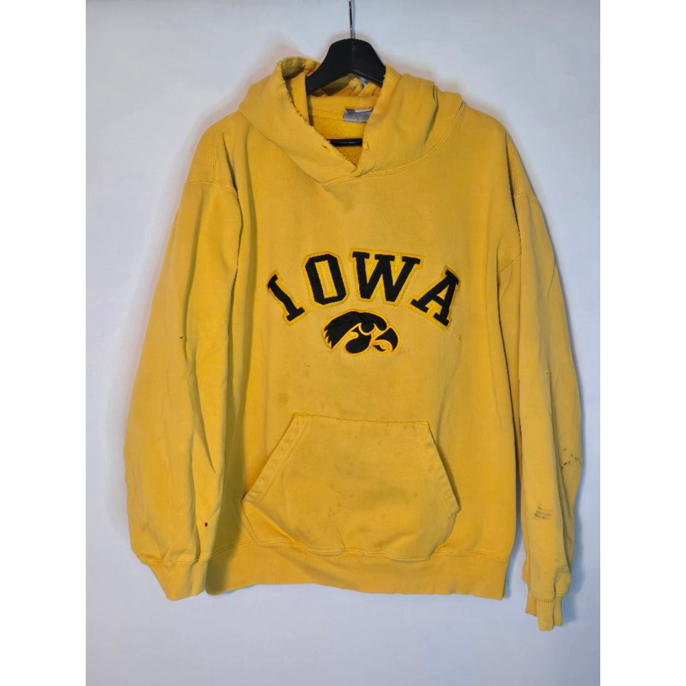 Vintage 90's J. America Thrashed Iowa Hawkeyes Hoodie XL Yellow/Black